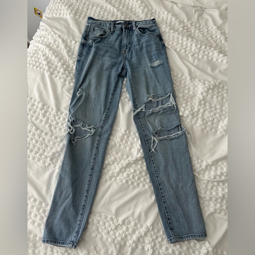 Pistola Blue Straight Leg Jeans with Distressed Details